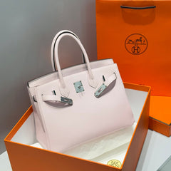 HERMES 25S BIRKIN 30 IN PINK BABY CALFSKIN SILVER HARDWARE