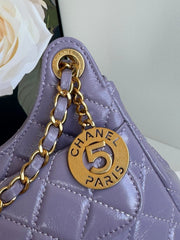 CHANEL 25S HOBO BAG 19 CM IN PURPLE LAMBSKIN WITH GOLD HARDWARE