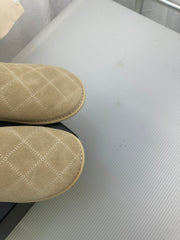 CC Khaki Green Suede Gold Chain Mules