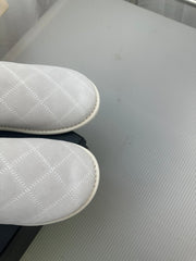 CC White Suede Gold Chain Mules