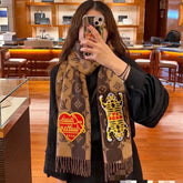 TIGER PATTERN SCARF 205 CM IN CHOCOLATE BROWN CASHMERE 390874