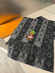 TIGER PATTERN SCARF 205 CM IN BLACK CASHMERE 390875