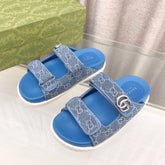 GG Rubber Sole Logo Sandals Blue Caro