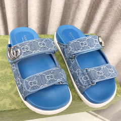 GG Rubber Sole Logo Sandals Blue Caro