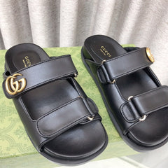 GG Rubber Sole Logo Sandals Black