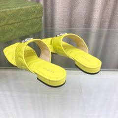 GG marmont logo - embellished mattelasse leather sandal in yellow