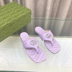 GG marmont logo - embellished mattelasse leather sandal in purple