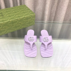 GG marmont logo - embellished mattelasse leather sandal in purple
