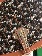 DUCHESSE MARIE-CAROLINE BAG 25 IN BLACK GOYARDINE CANVAS AND TAN SMOOTH CALFSKIN