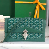 DUCHESSE MARIE-CAROLINE BAG 25 IN GREEN GOYARDINE CANVAS AND SMOOTH CALFSKIN