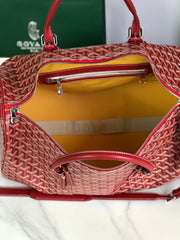 BOSTON 50 BAG IN RED GOYARDINE CANVAS AND CALFSKIN TRIM