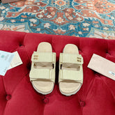 Women's Sandals Bright Cream Sheepskin With Straps