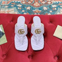 HIGH THONG MULE 55MM IN LIGHT PINK CALFSKIN WITH GOLD HARDWARE