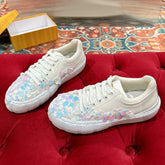 RUNWAY SEQUIN CASUAL SHOES IN WHITE CALFSKIN