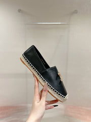 ESPADRILLES BLACK LAMBSKIN GOLD TRIOMPHE