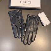 GLOVES WITH DOUBLE BUTTONS IN BLACK LAMBSKIN AND FLEECE LINING 465013