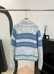 CHANEL 25S BLUE STRIPED CARDIGAN 620415