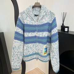 CHANEL 25S BLUE STRIPED CARDIGAN 620415