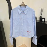 CHANEL 25S STRIPED-COLLAR SHIRT 620422