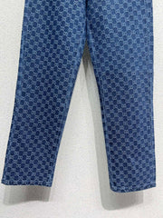 GG Blue Monogram Crystal Embellished Jean