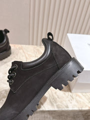 CELINE 25S LOW CUT MARTIN BOOTS IN BLACK CALFSKIN