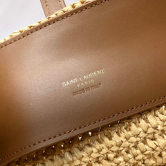 LE 37 MEDIUM 25 IN LIGHT YELLOW STRAW AND BROWN LEATHER TRIM