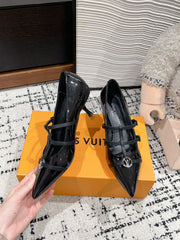 HIGH HEEL 4 CM PUMP IN BLACK CALFSKIN