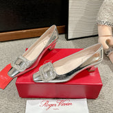 BELLE VIVIER PUMPS IN SILVER METALLIC CALFSKIN
