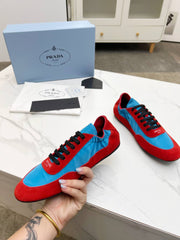 COLLAPSE SNEAKERS IN RED SUEDE AND SKY BLUE NYLON
