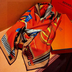 HERMES 25S SCARF 140 IN SILK AND CASHMERE 735809