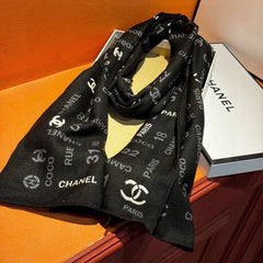 CHANEL 25S SCARF 180 IN CASHMERE SILK 738480