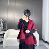 SCARF 190 CM IN JAM PURPLE MIX BLACK CASHMERE 370395