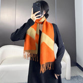 SCARF 190 CM IN RUST ORANGE MIX LIGHT YELLOW CASHMERE 370396