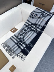SCARF 180 CM IN BLACK AND LIGHT GRAY CASHMERE 407242