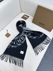 SCARF 180 CM IN BLACK AND LIGHT GRAY CASHMERE 407242