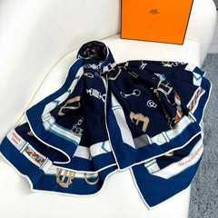 HERMES 25S SCARF 135 IN CASHMERE SILK 737309