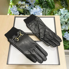 HORSEBIT GLOVES IN BLACK LAMBSKIN MIX WOOL 464975