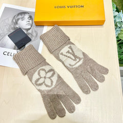 LV GLOVES IN DESERT BROWN WOOL 464990