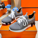 DEPART SLIP-ON SNEAKER IN MOUSE GRAY KNIT AND CALFSKIN