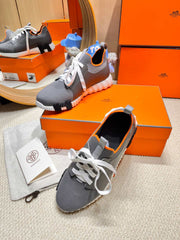 DEPART SLIP-ON SNEAKER IN MOUSE GRAY KNIT AND CALFSKIN