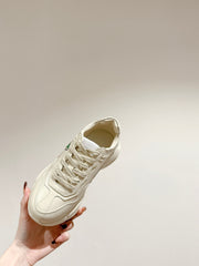 GG RHYTON TRAINER WHITE CALFSKIN WITH APPLE MOTIF