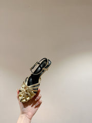 TRIOMPHE SANDAL 85 MM IN GOLD LAMBSKIN