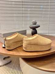 BALENCIAGA 25S AURALEE SLIP-ON 50 MM IN WARM BEIGE BROWN SUEDE