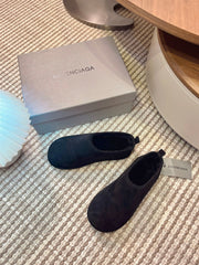 BALENCIAGA 25S AURALEE SLIP-ON 25 MM IN BLACK SUEDE