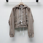 MIUMIU PLAID HOODED JACKET 228063
