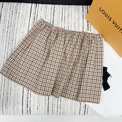 MIUMIU PLAID ELASTIC WAIST SKIRT 228067