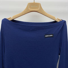 MIUMIU OFF-SHOULDER LOGO T-SHIRT 268133