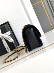 CHANEL 25S FLAP BAG 18 CM IN BLACK WOOL AND LAMBSKIN