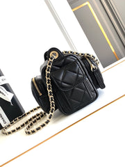 CHANEL 25S CAMERA BAG 23 IN BLACK LAMBSKIN WITH GOLD HARDWARE
