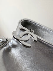 CHANEL 25S HOBO BAG 40 CM IN SILVER SMOOTH CALFSKIN